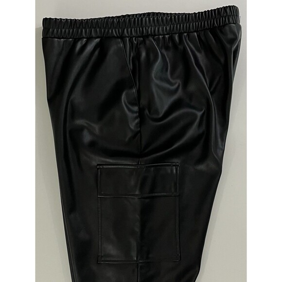 Steve Madden Womens Faux Leather Pull On Cargo Jogger Black Sz L Moto - Picture 7 of 12